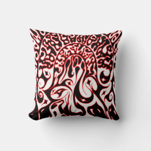 Coussin Fantôme psychédélique - noir blanc et rouge