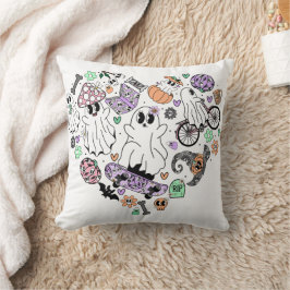 Coussin Fantômes d'Halloween rétro et forme de coeur Citro