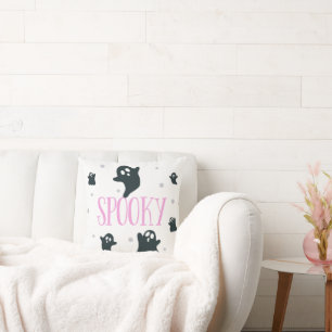 Coussin Fantômes éffrayants et Halloween blanc Pois
