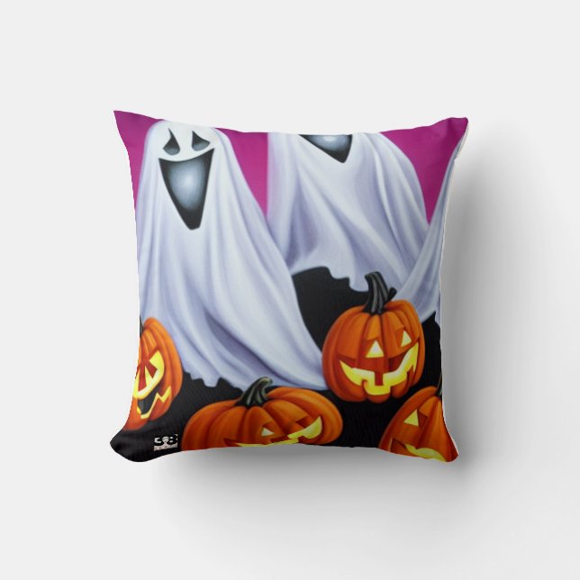 Coussin Fantômes et Citrouilles d'Halloween (Recto)
