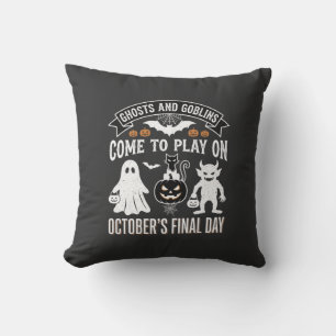 Coussin Fantômes et Gobelins Halloween Octobre Dernier Jou
