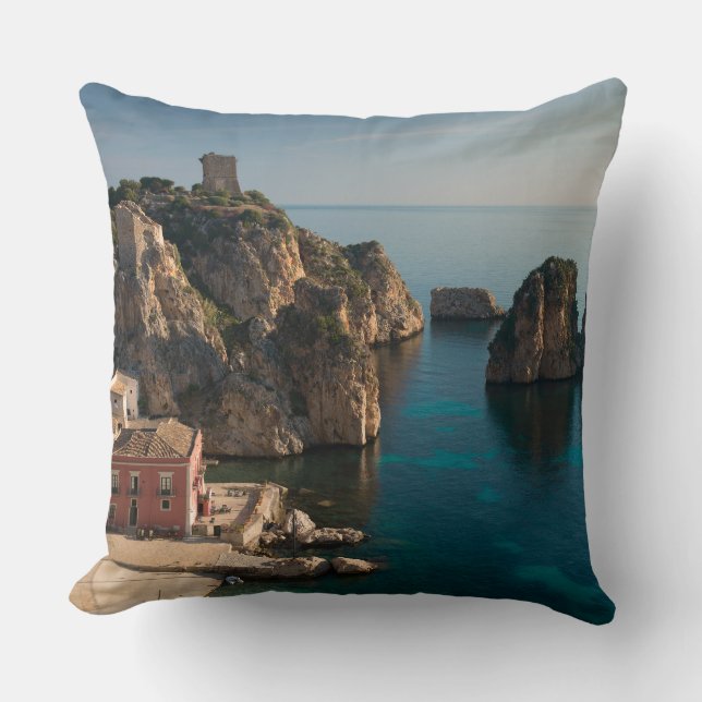 Coussin Faraglioni et madrague dans Scopello, Sicile (Recto)
