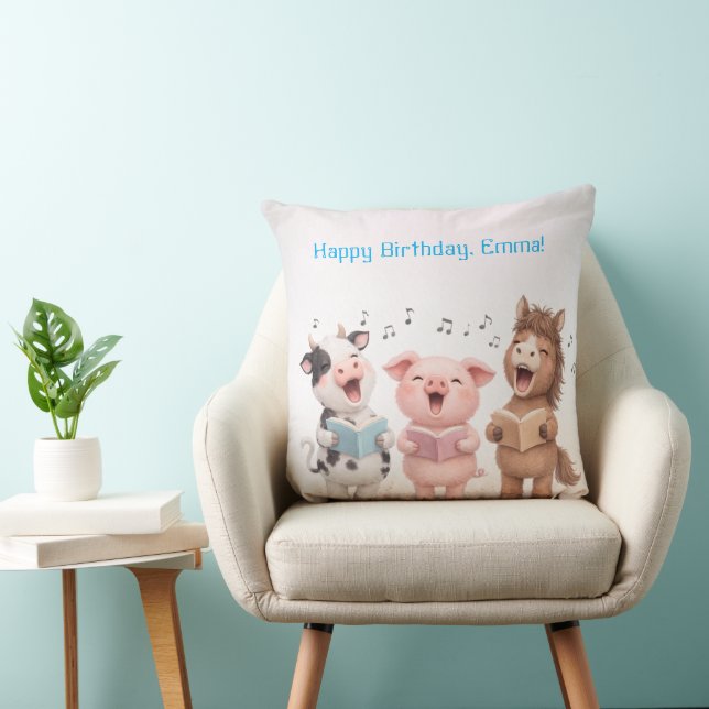 Coussin Farm Animals Band Birthday (Chaise)