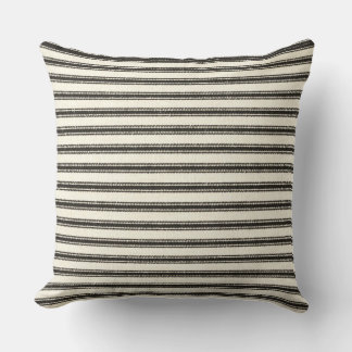 Coussin Farmhouse Black Ticking Stripes
