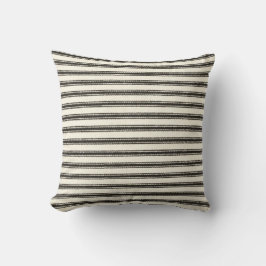Coussin Farmhouse Black Ticking Stripes Horizontal