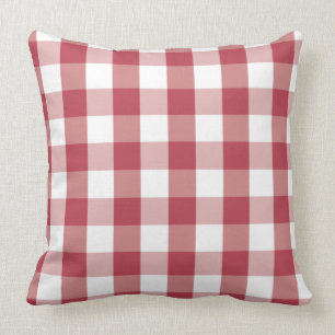 Coussin Farmhouse Buffalo Check Plaid Red White Accent