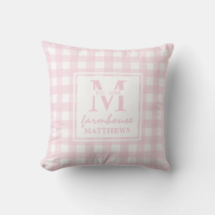 Coussin Farmhouse moderne Baby Rose Grand En vichy Personn