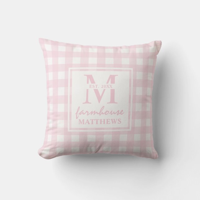 Coussin Farmhouse moderne Baby Rose Grand En vichy Personn (Recto)