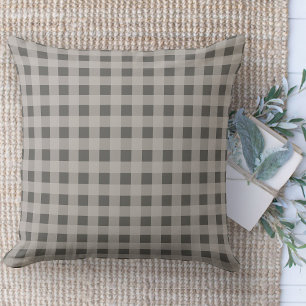 Coussin Farmhouse moderne Brown et Tan En vichy Plaid