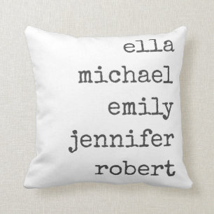 Coussin Farmhouse moderne grise Famille personnalisée 5 n