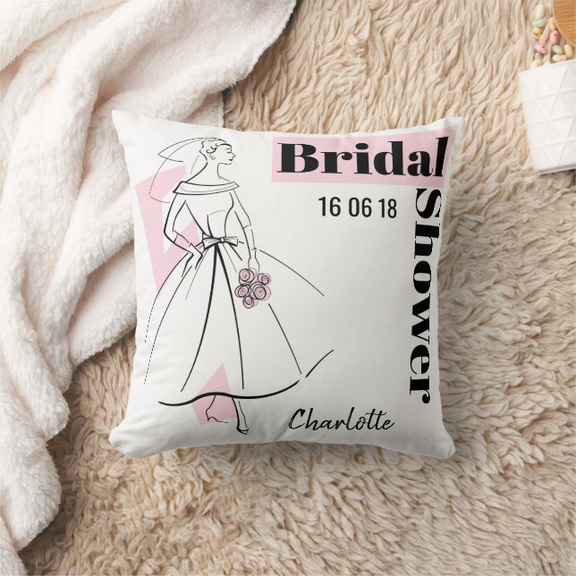 Coussin Fashion Bride Fête des mariées rose multi-dos (Couverture)