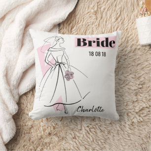 Coussin Fashion Bride Pink Bride Date Nom multi-back