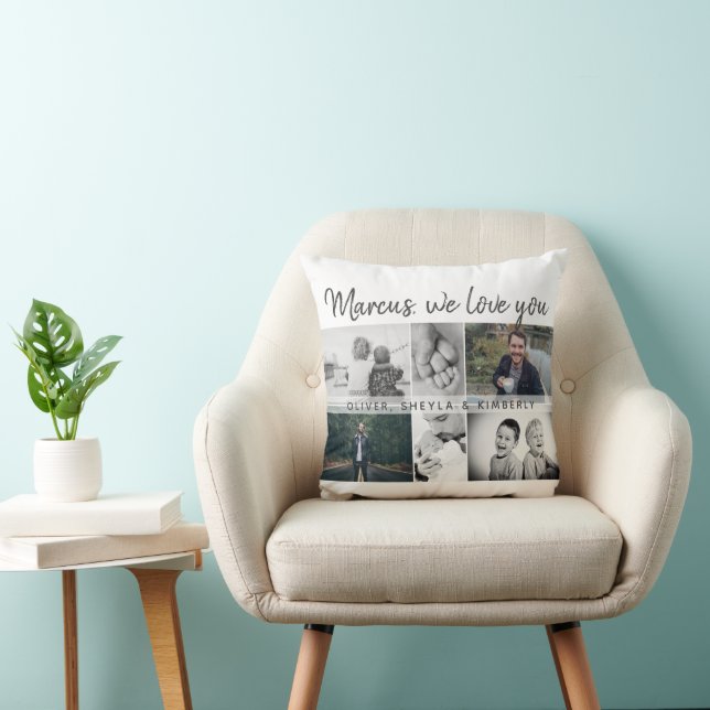 Coussin Father with Kids and Family Dad Photo Collage (Chaise)