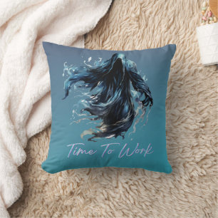 Coussin Faucheur Bleu et Noir C'est l'heure de Travailler