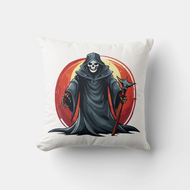 Coussin Faucheuse avec faux mort (Recto)