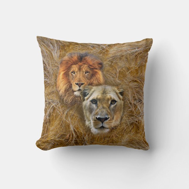 Coussin Faune - Lion & Lioness (Recto)