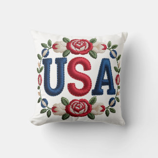 Coussin Faux Broderie USA