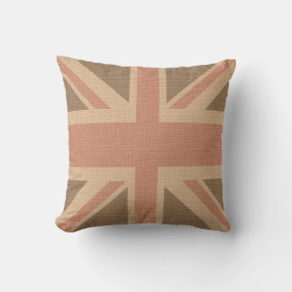 Coussin Faux Burlap Jute Linen Look UK Drapeau