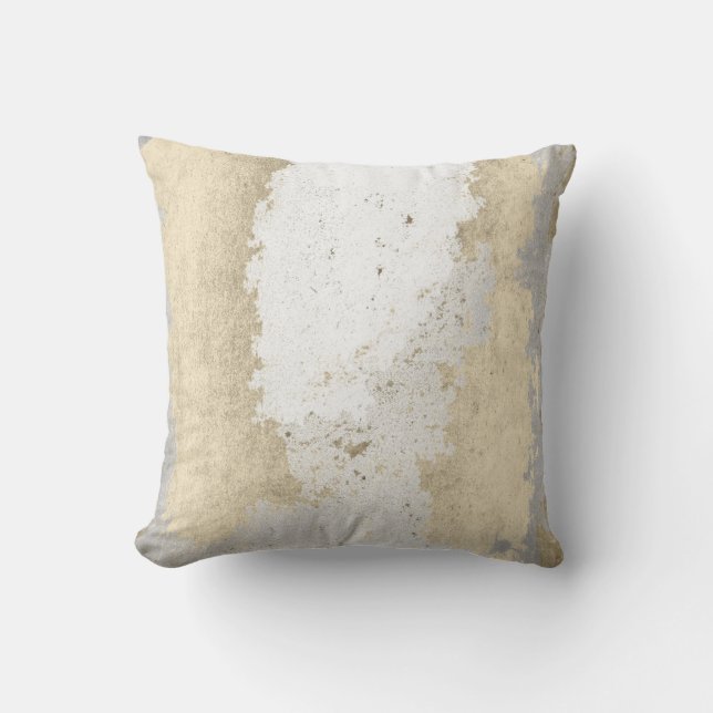 Coussin Faux Champaigne Gold Gris Argent Grungy Abstrait (Recto)