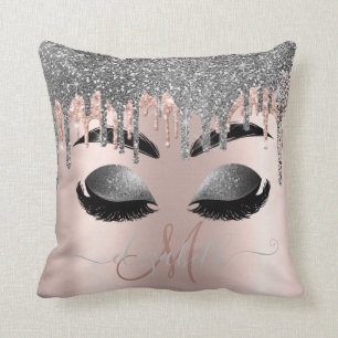 Coussin Faux Cils Monogramme avec Gouttes de Paillettes Ar