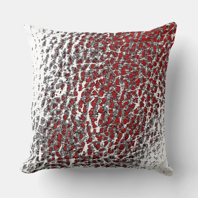 Coussin Faux Cuir Abstrait Mélange noir blanc et rouge (Recto)