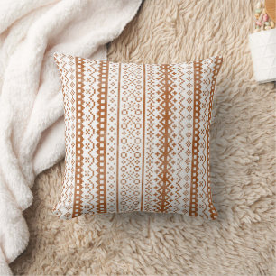 Coussin Faux Fair Isle Knit Aquarelle Cabincore orange