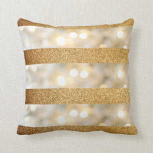 Coussin Faux Gold parties scintillant et White
