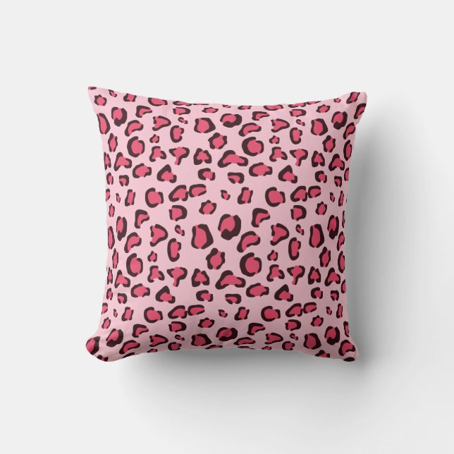 Coussin Faux imprimé léopard rose (Recto)