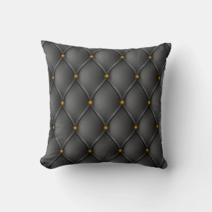 Coussin Faux Noir Cuir Upholsté Écrans en laiton Look