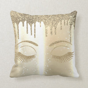 Coussin Faux or élégant, Cils pailletés et scintillants, G
