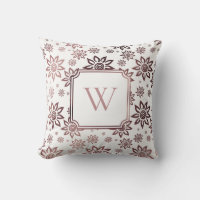 Faux or rose et fleurs blanches avec monogramme