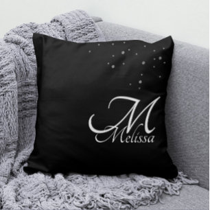 Coussin Faux Parties scintillant Argent Embossé Monogramme