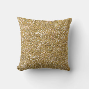 Coussin Faux texture graphique de paillettes jaune doré