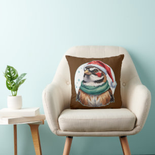 Coussin Favoris de Noël animal amusant - Bruant 1