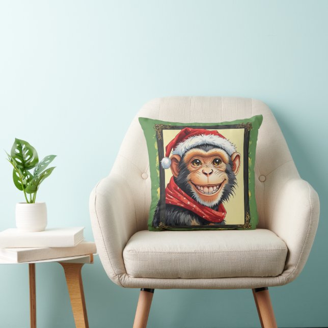 Coussin Favoris de Noël animal amusant - Singe 2 (Chaise)