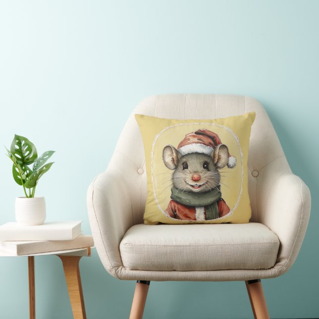 Coussin Favoris de Noël animal amusant - Souris 1 (Chaise)