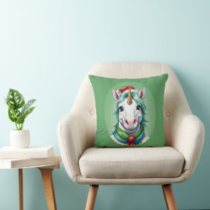 Coussin Favoris de Noël animal amusant - Unicorne 1