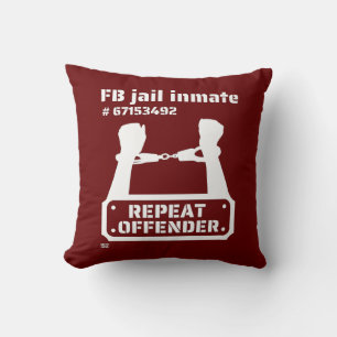 Coussin "FB JAIL INMATE" drôle de détenu