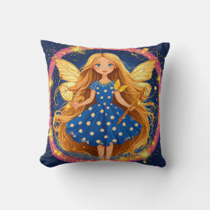 Coussin Fée avec baguette Décorative Pailletée Fantaisie C