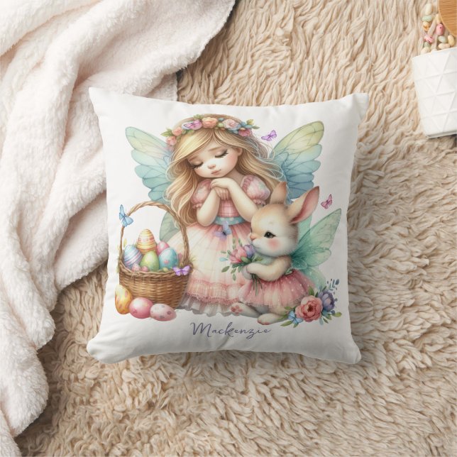 Coussin Fée de printemps de Pâques à l'aquarelle (Couverture)