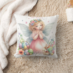 Coussin Fée de printemps de Pâques à l'aquarelle