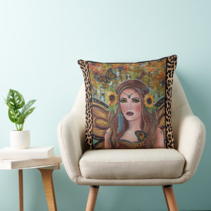 Coussin Fée de tournesol d'automne