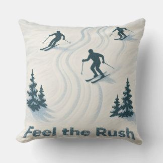 Coussin Feel the Rush Ski Throw Pillow Gift for Ski Lovers