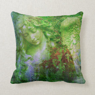 Coussin féerique de jardin de statue verte d'ange