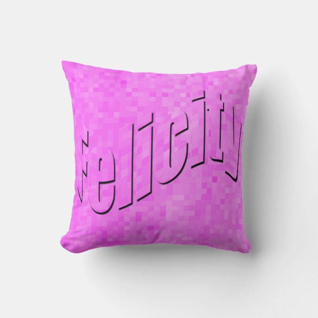 Coussin Felicity, Nom Des Filles, Logo Sur Rose, (Recto)