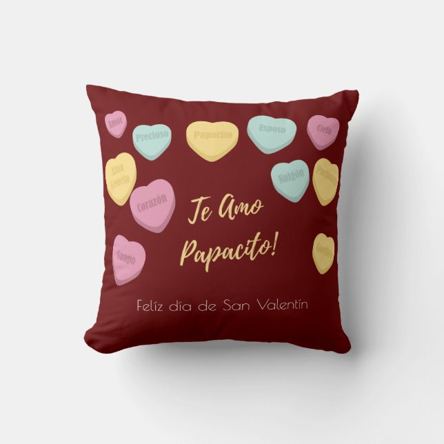 Coussin Felíz día de San Valentín Red Te Amo Papacito (Recto)