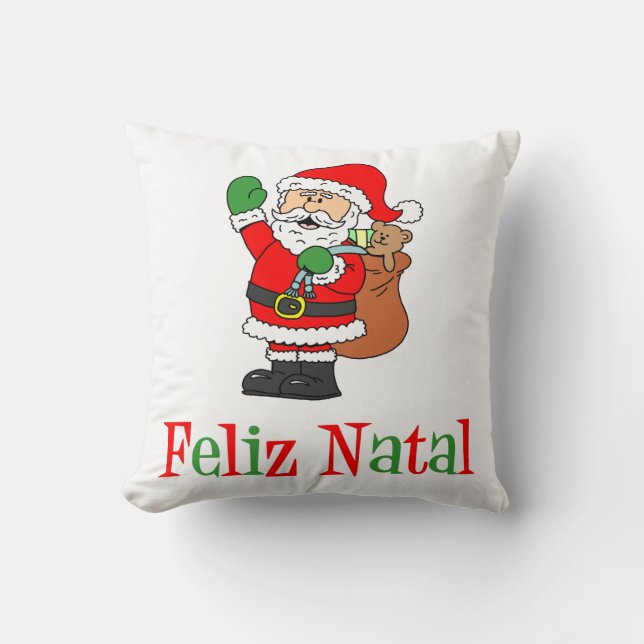Coussin Feliz Natal Portugais Noël Père Noël (Recto)