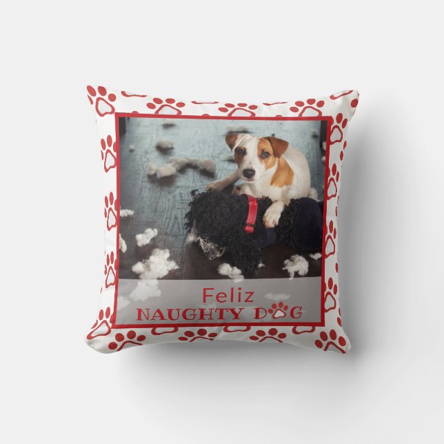 Coussin Feliz Naughty Chien Rouge Empreinte de patte Anima (Recto)