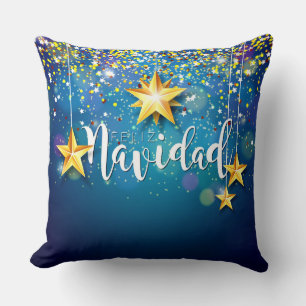 Coussin Felize Navidad Gold Stars Noël