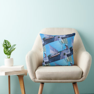 Coussin Feluccas sur le Nil Peinture d'Alfred Fox